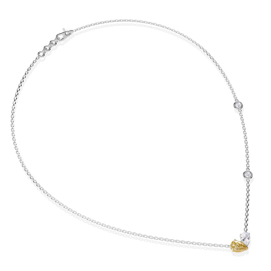 1.65 Carat Lab Grown Diamond & Yellow Citrine Pendant Necklace 18"