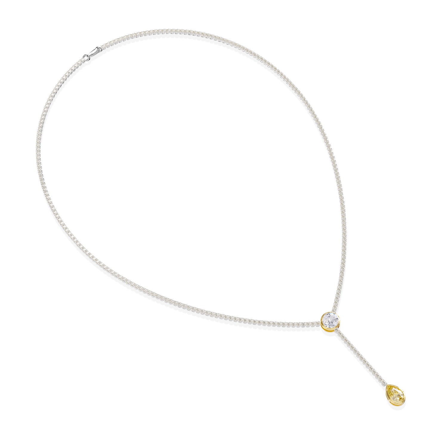 7 Carat Lab Grown Diamond & Citrine Necklace 18"