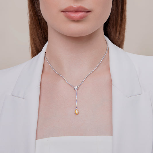 7 Carat Lab Grown Diamond & Citrine Necklace 18"