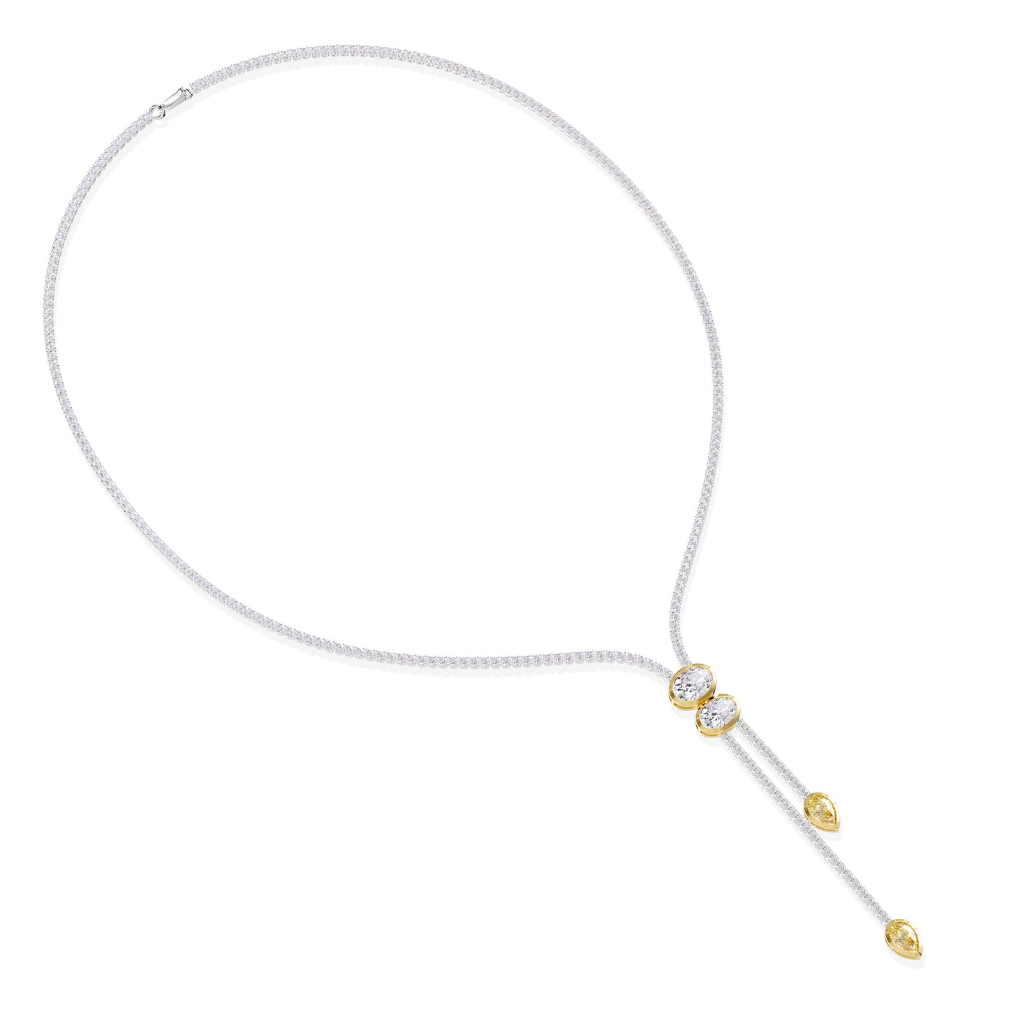 8 Carat Lab Grown Diamond & Citrine Necklace 18"