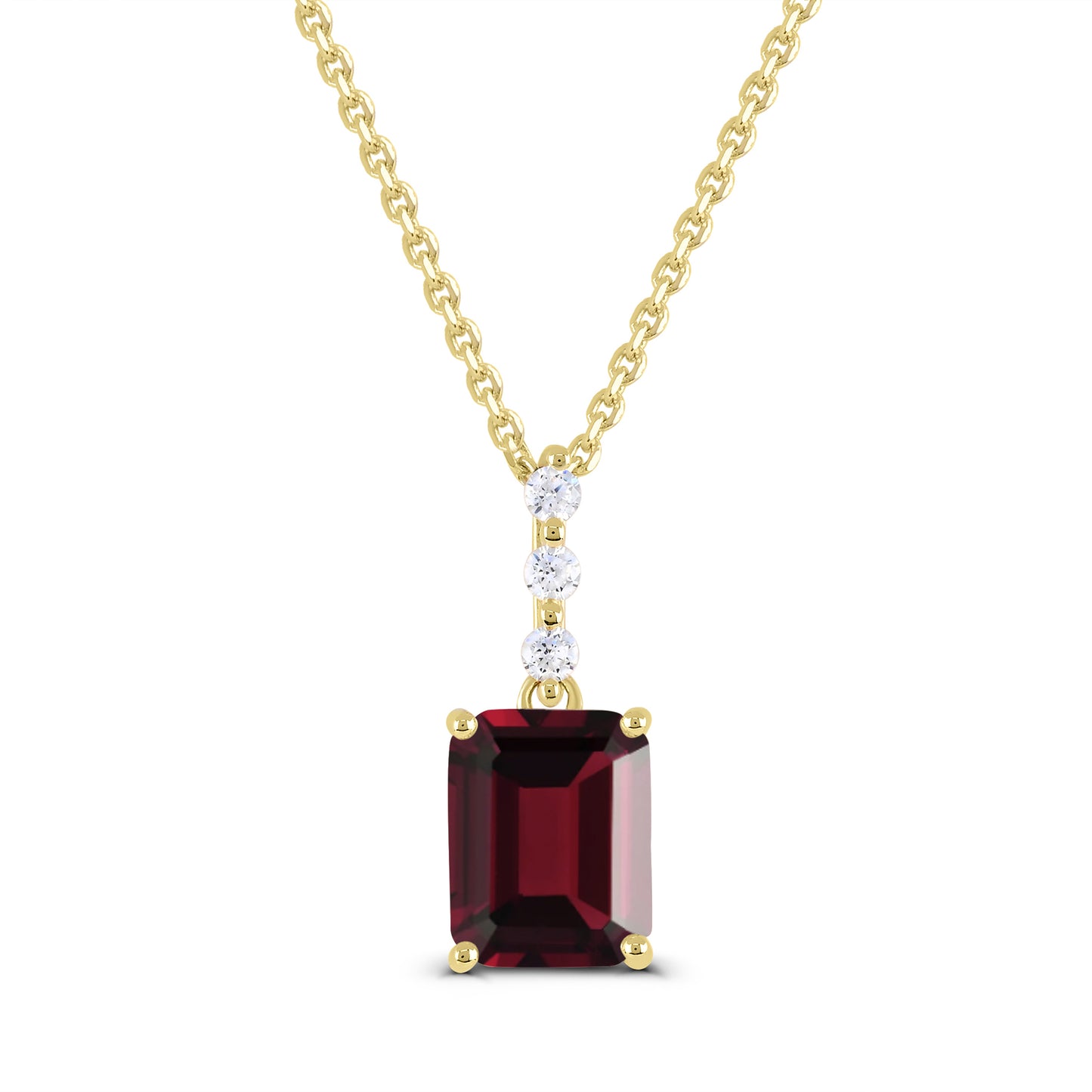 10K Yellow Gold Garnet and Diamond Pendant Necklace 18"