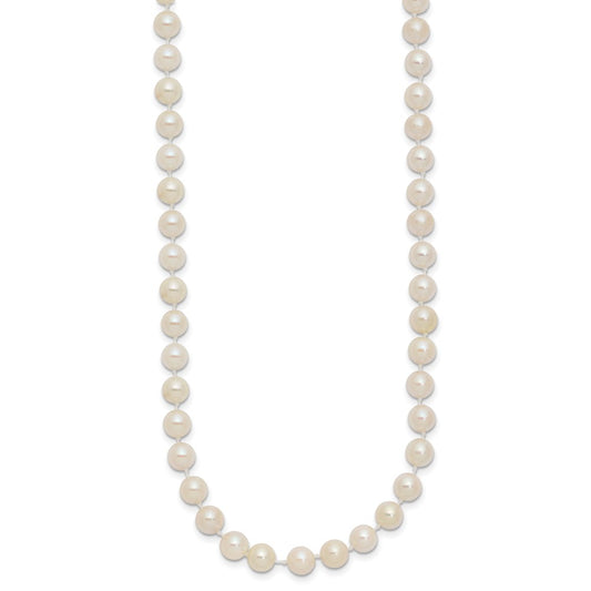 14k Yellow Gold 5-6mm White Round Akoya Saltwater Cultured Pearl Necklace