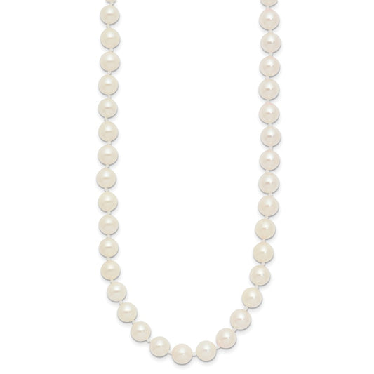 14k Yellow Gold 6-7mm White Round Akoya Saltwater Cultured Pearl Necklace
