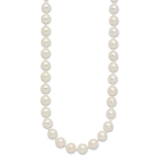 14k Yellow Gold 7-8mm White Round Akoya Saltwater Cultured Pearl Necklace