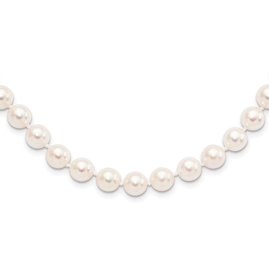 14k Yellow Gold 8-9mm White Round Akoya Saltwater Cultured Pearl Necklace