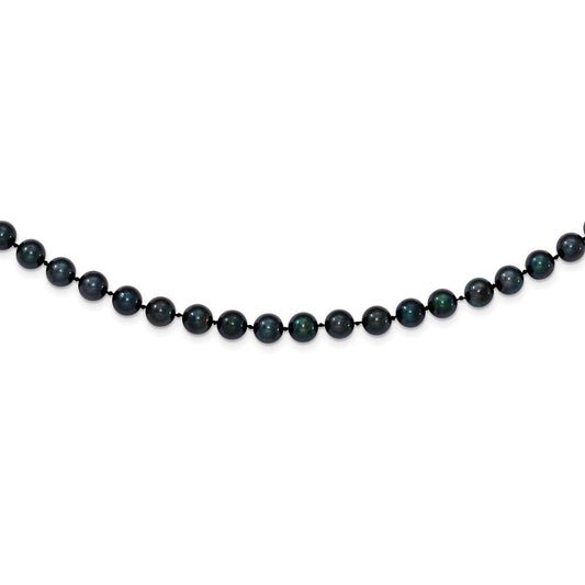 14k White Gold 6-7mm Black Round Akoya Saltwater Cultured Pearl Necklace