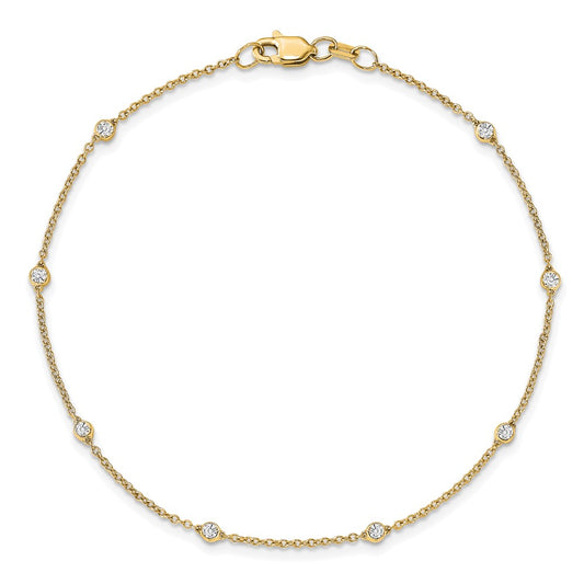 14k Yellow Gold Lab Grown Diamond 7 Station Bracelet ( 0.15 Ct To 0.21 Ct ) Color- DE, Clarity- VS