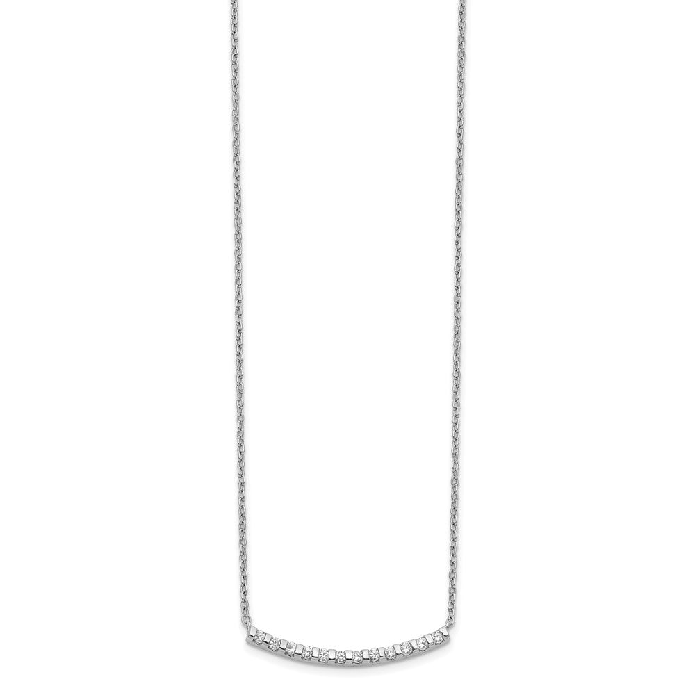 14k White Gold 1/4 carat Diamond Curved Bar Necklace