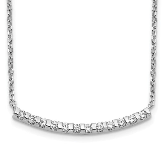 14k White Gold 1/4 carat Diamond Curved Bar Necklace