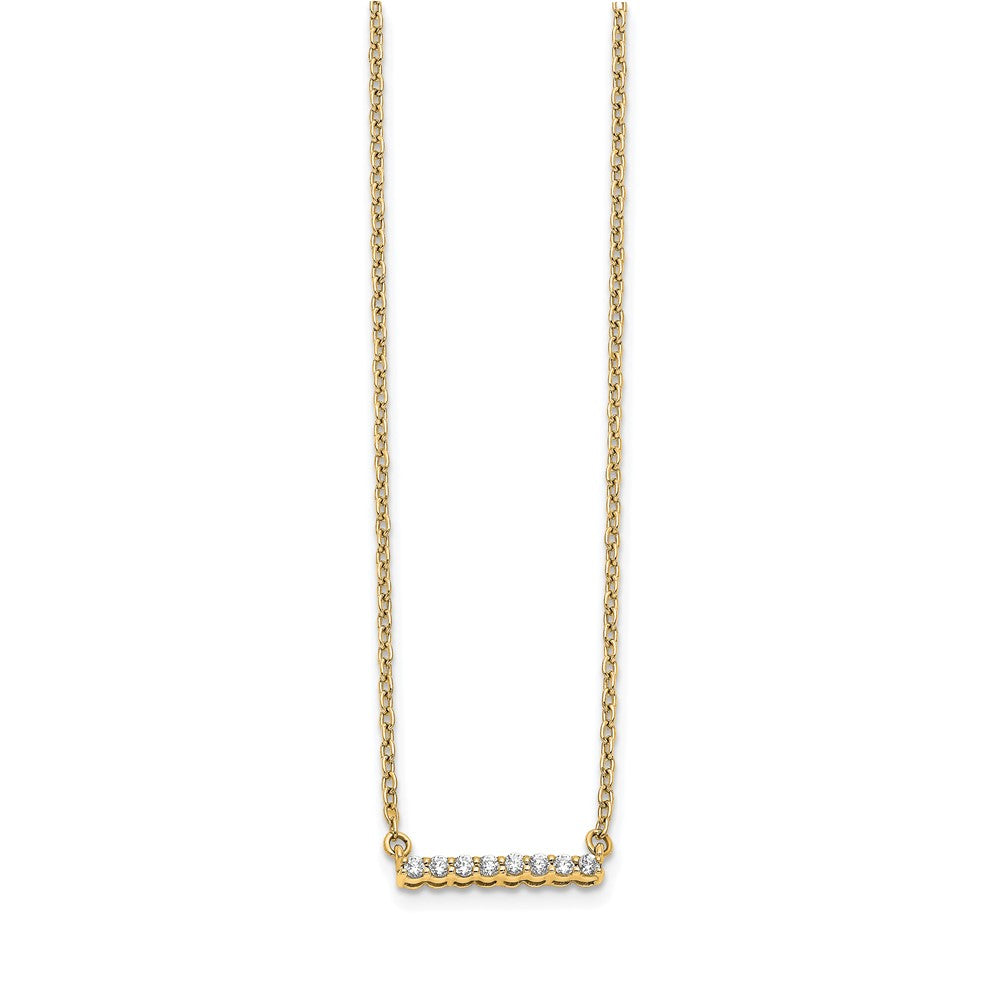 14k Yellow Gold Polished 1/10 carat Diamond Bar Necklace 18"