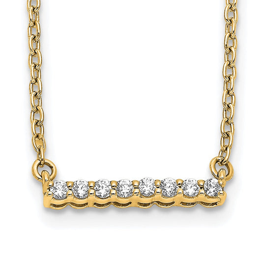 14k Yellow Gold Polished 1/10 carat Diamond Bar Necklace 18"
