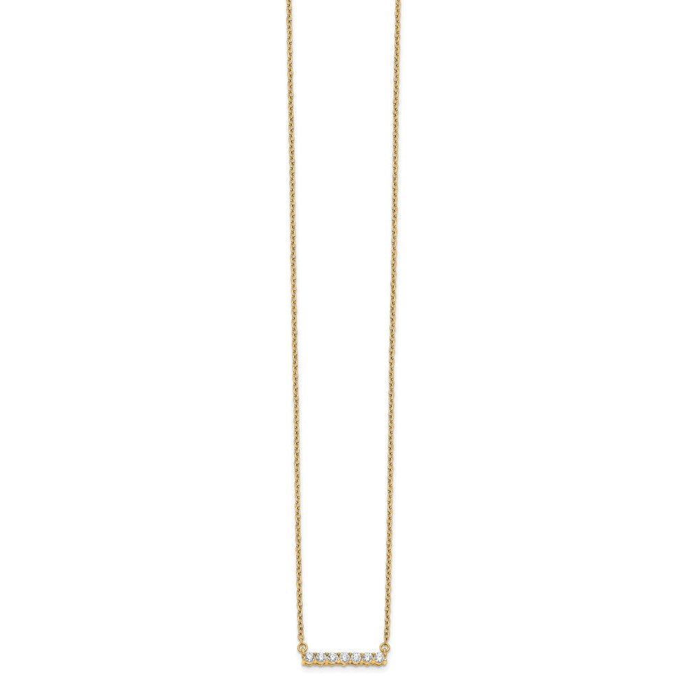 14k Yellow Gold Polished 1/4 carat Diamond Bar Necklace 18"