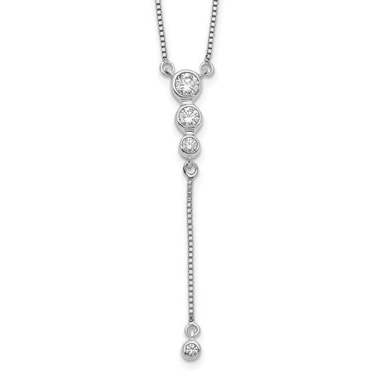 14k White Gold 1/4 carat Diamond Graduated 3-stone with Dangle Y-Necklace