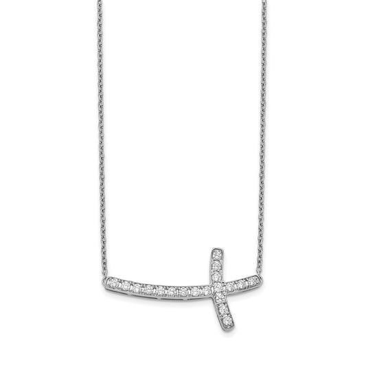 10k Gold Diamond Sideways Cross Necklace 18"