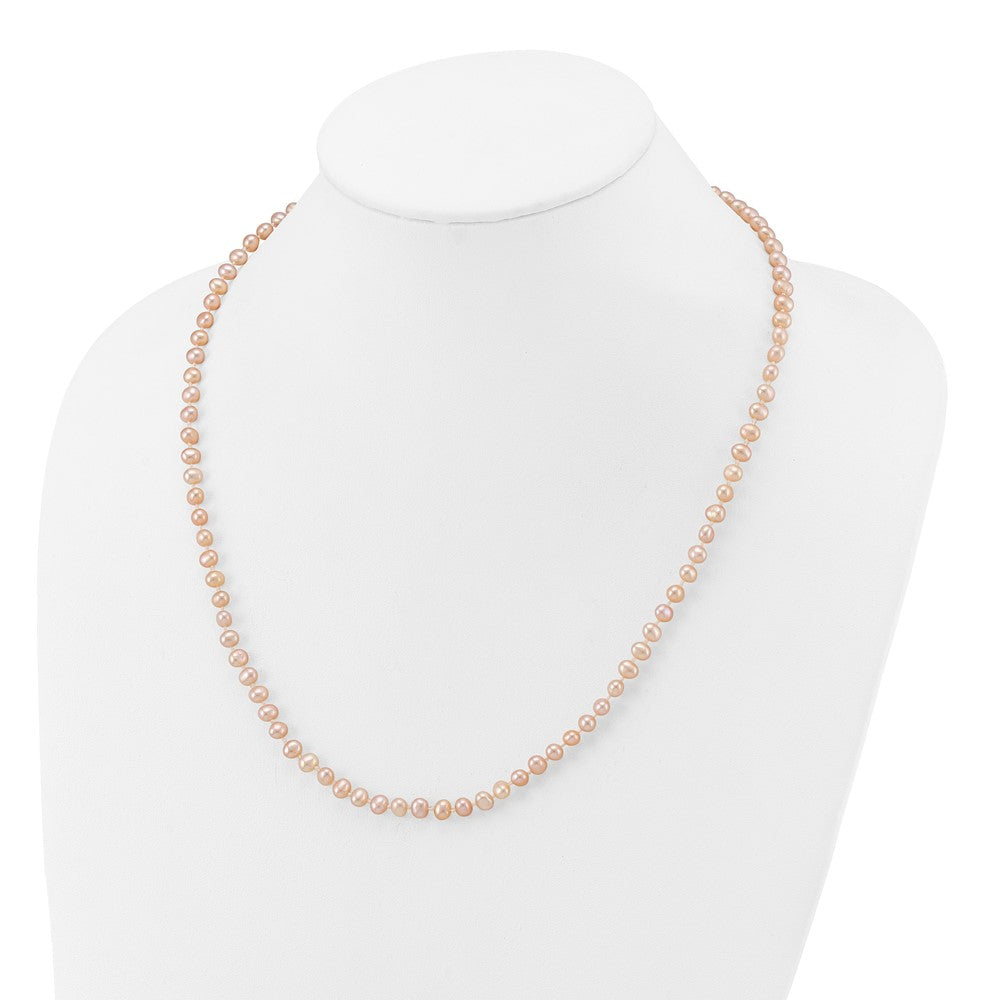 14k Yellow Gold 4-5mm Pink Round Freshwater Cultured Pearl Necklace