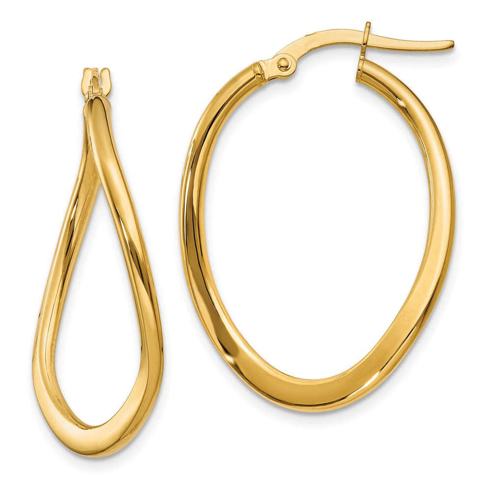 14k Yellow Gold 2mm Polished Tapered Twist Hoop Earrings