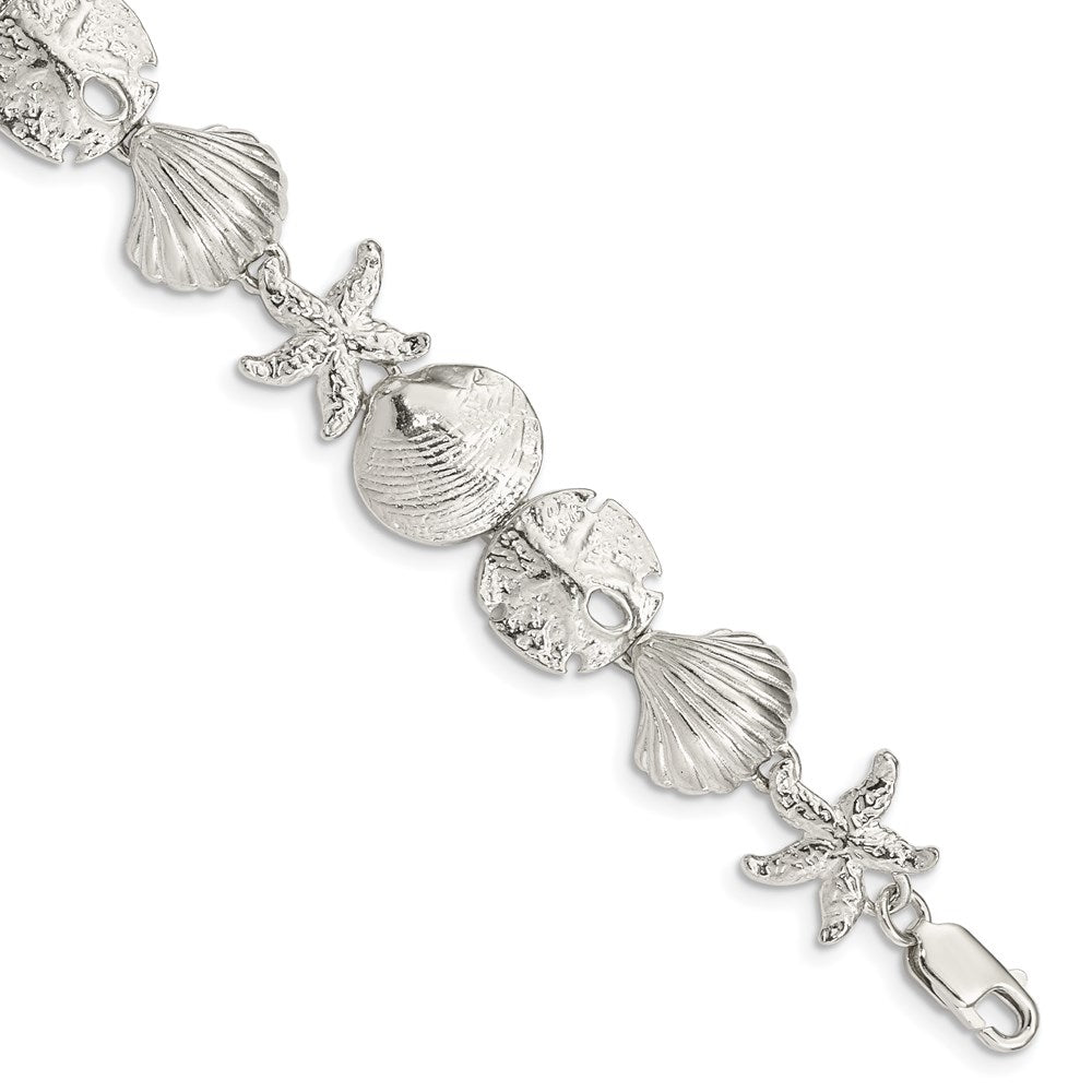 925 Sterling Silver 13mm Seashells Bracelet