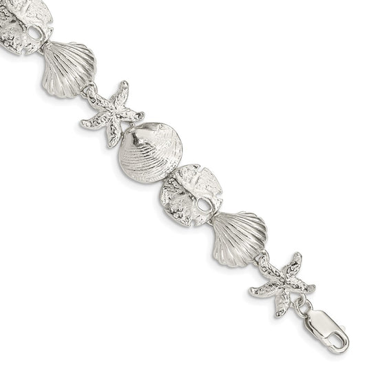 925 Sterling Silver 13mm Seashells Bracelet