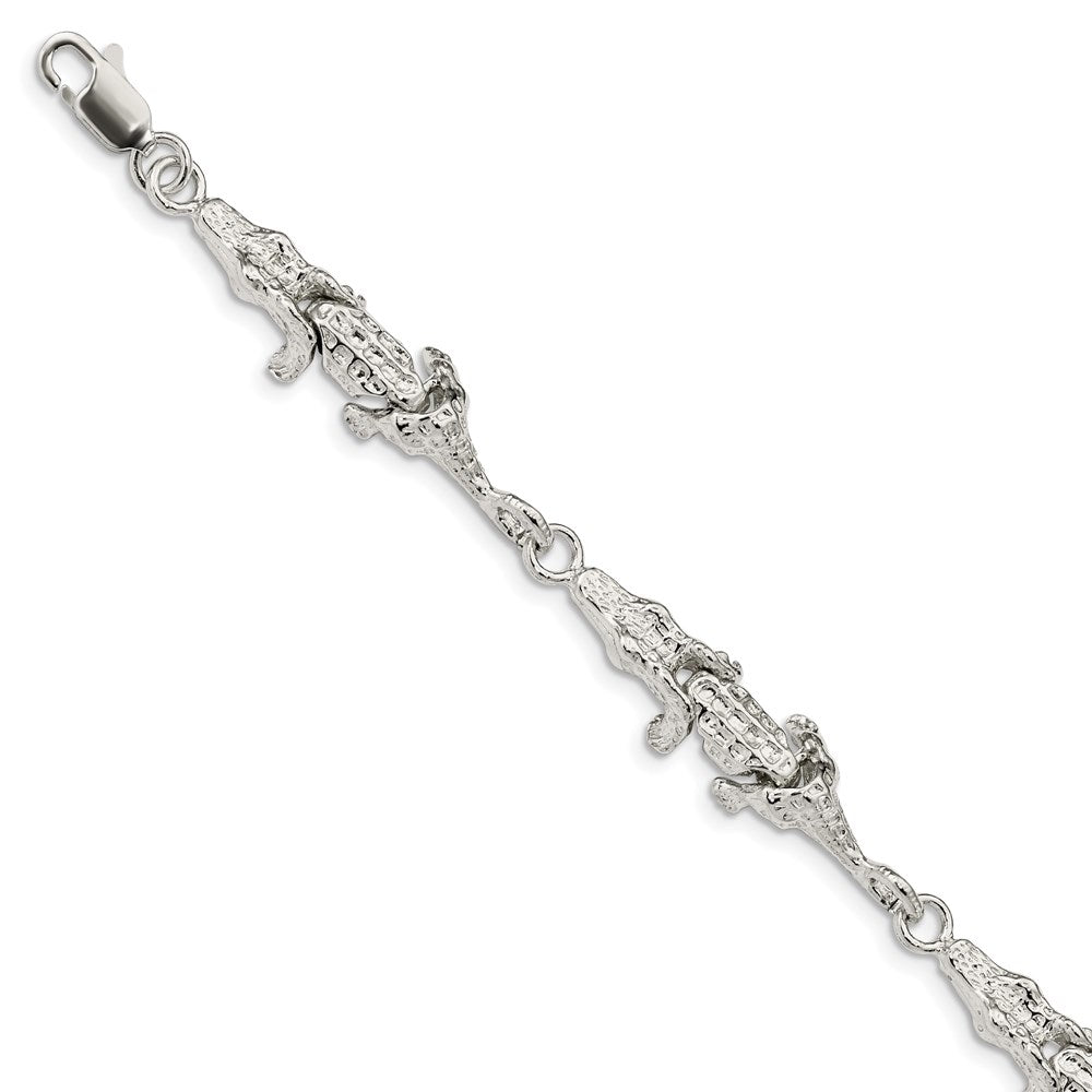 925 Sterling Silver 11mm Alligator Bracelet 7 inch