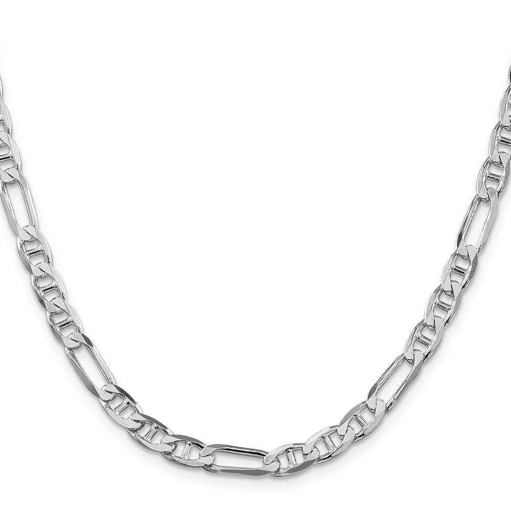 Sterling Silver Rhodium-plated 5.5mm Figaro Anchor Chain Necklace 18"