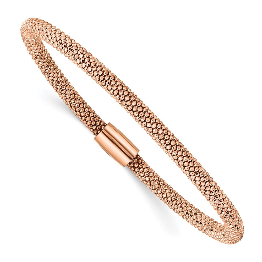 925 Sterling Silver 4.2mm Rose-tone Fancy Chain Magnetic Clasp Bracelet 7.5 inch