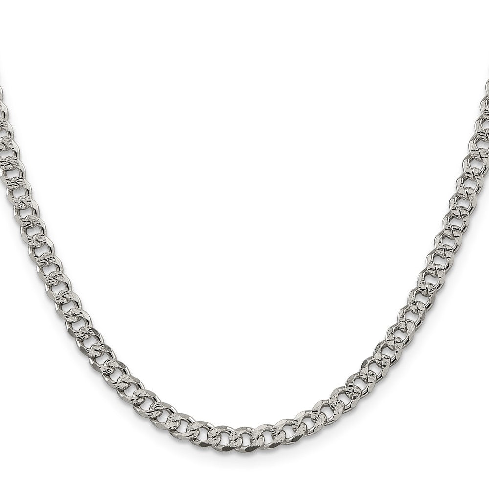 Sterling Silver 4.5mm Pav‚ Curb Chain Necklace