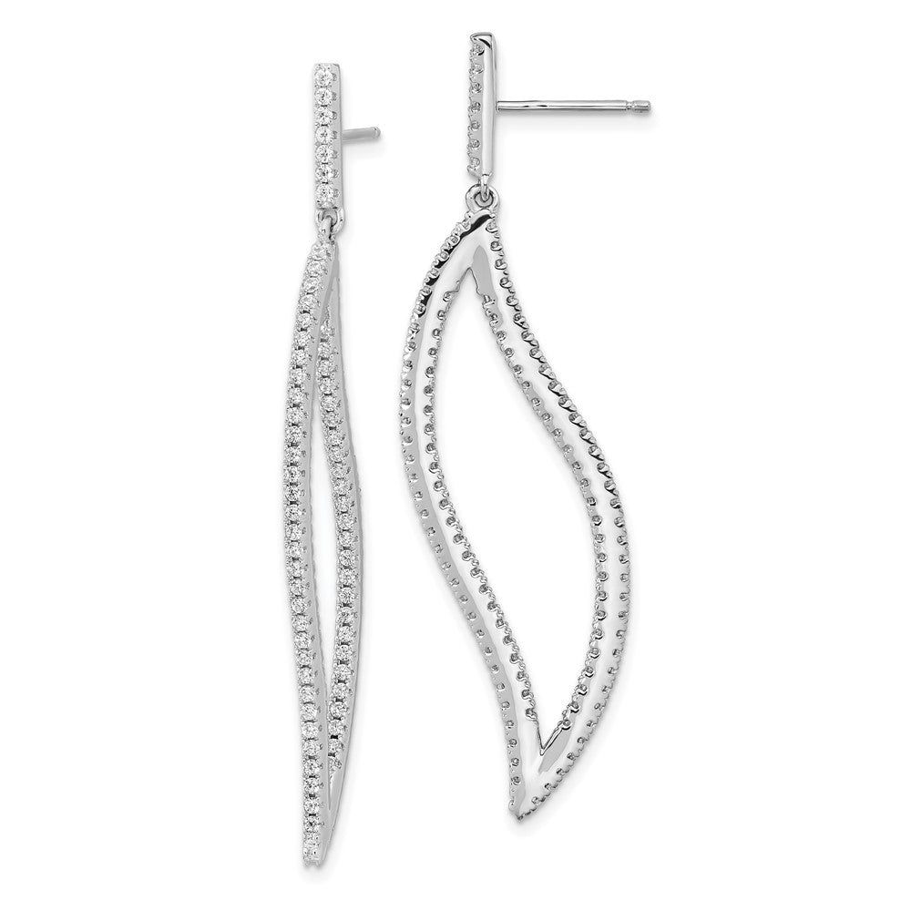 Sterling Silver Rhodium-plated CZ In and Out Geometric Dangle Earrings