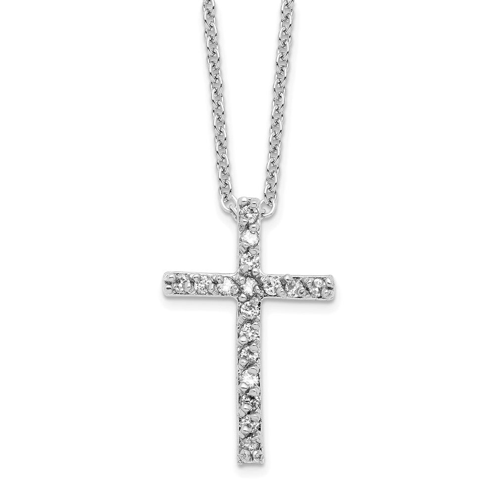Sterling Silver Brilliant-cut Cubic Zirconia Cross Necklace 18"