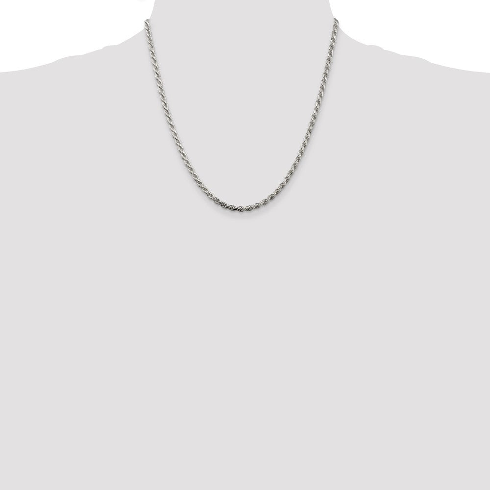 Sterling Silver 3.2mm Diamond-cut Rope Chain Necklace