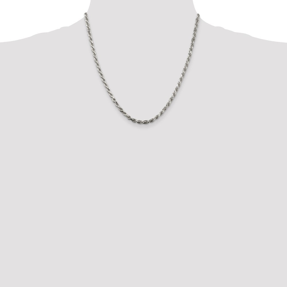 Sterling Silver 3.75mm Diamond-cut Rope Chain Necklace