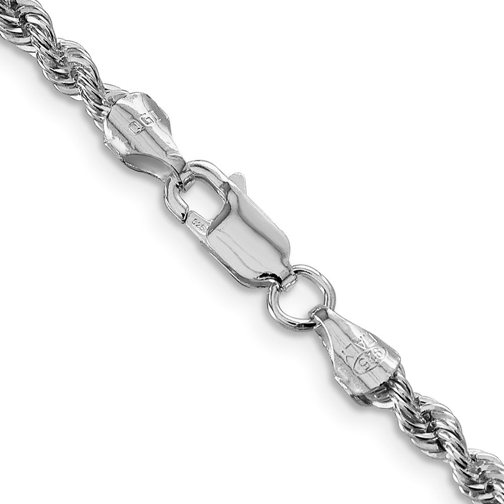 Sterling Silver Rhodium-plated 3mm Solid Rope Chain Necklace