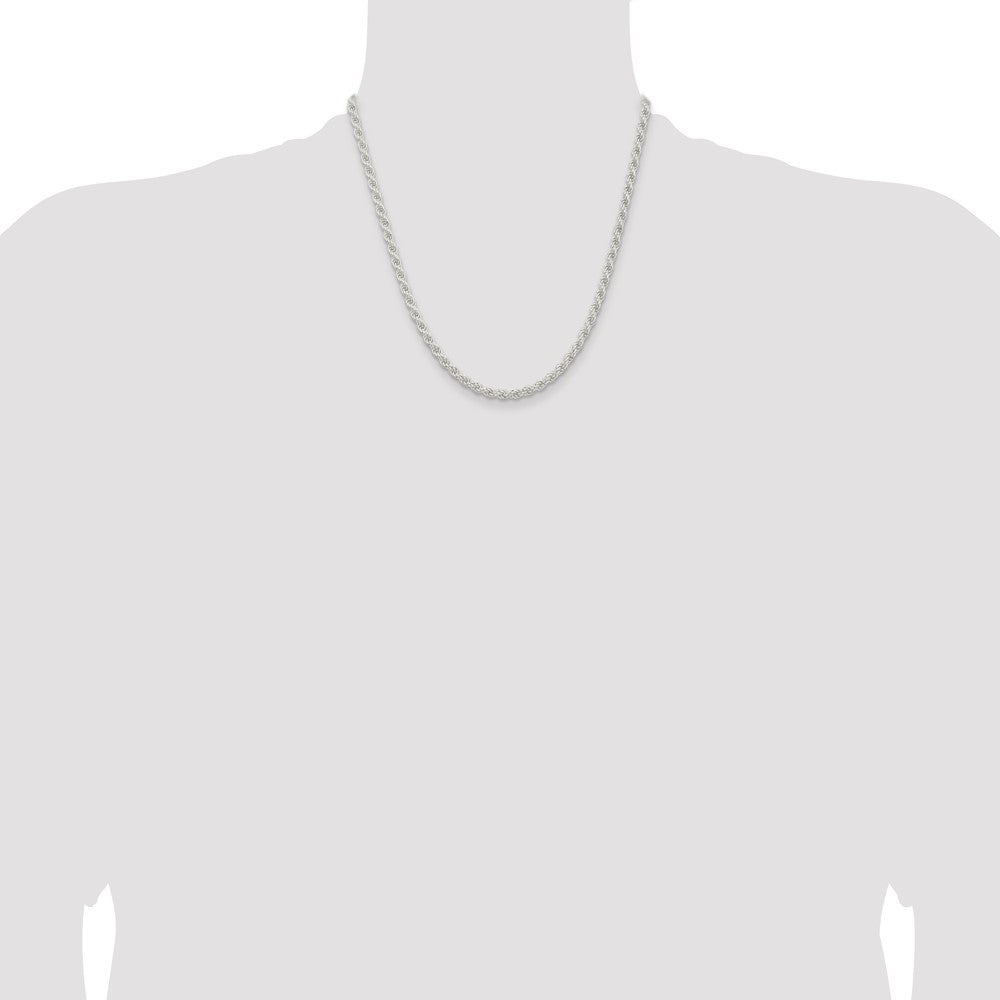 Sterling Silver 4.5mm Solid Rope Chain Necklace