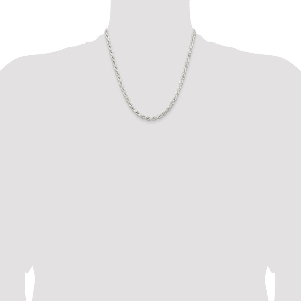 Sterling Silver 5mm Solid Rope Chain Necklace