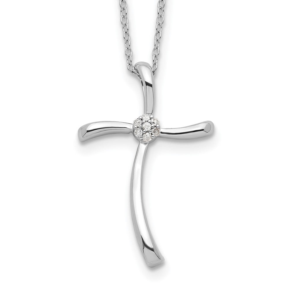Sterling Silver Diamond Cross Necklace 16"