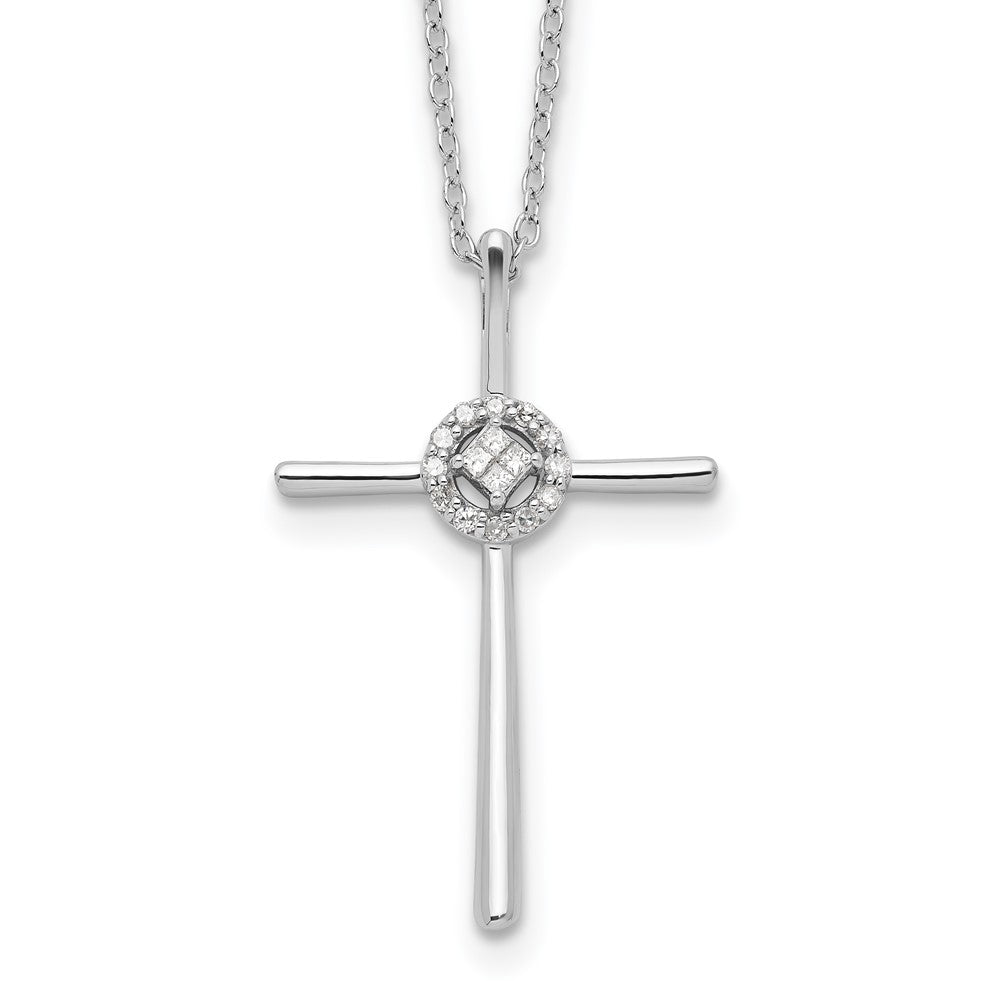 Sterling Silver Diamond Eternal Life Cross Necklace 16"