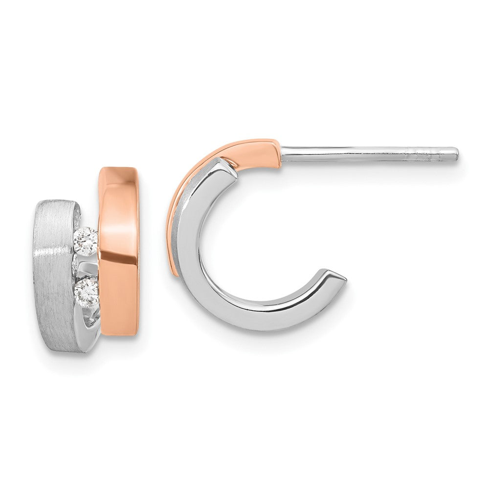 Sterling Silver Rose Gold-plated Diamond Hoop Earrings