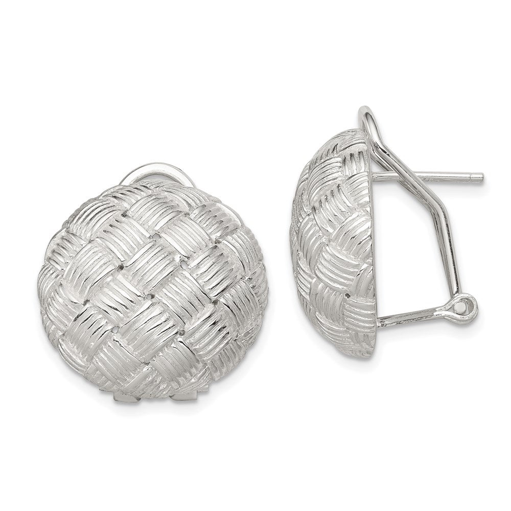 Sterling Silver Polished Woven Circle Omega Back Earrings