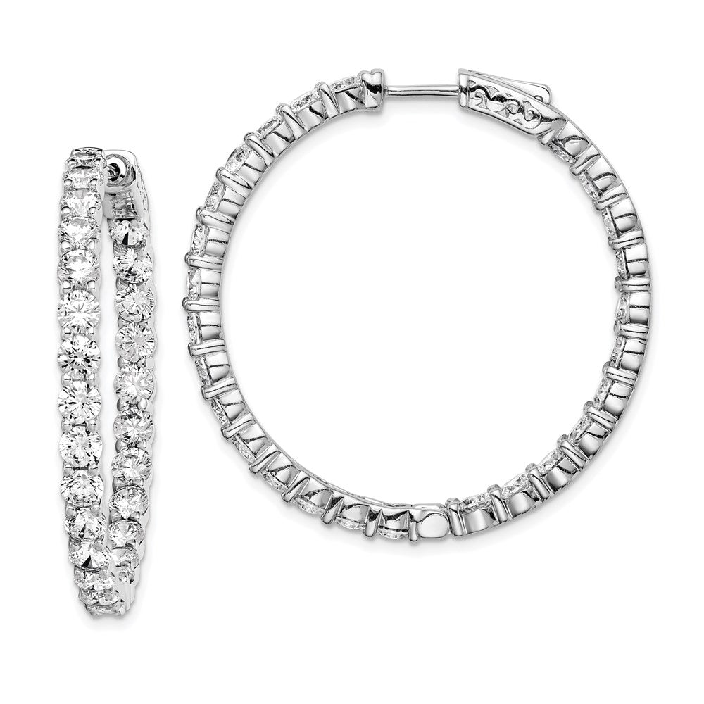 Sterling Silver Rhodium-plated 3.5mm Cubic Zirconia In and Out Hinged Hoop Earrings