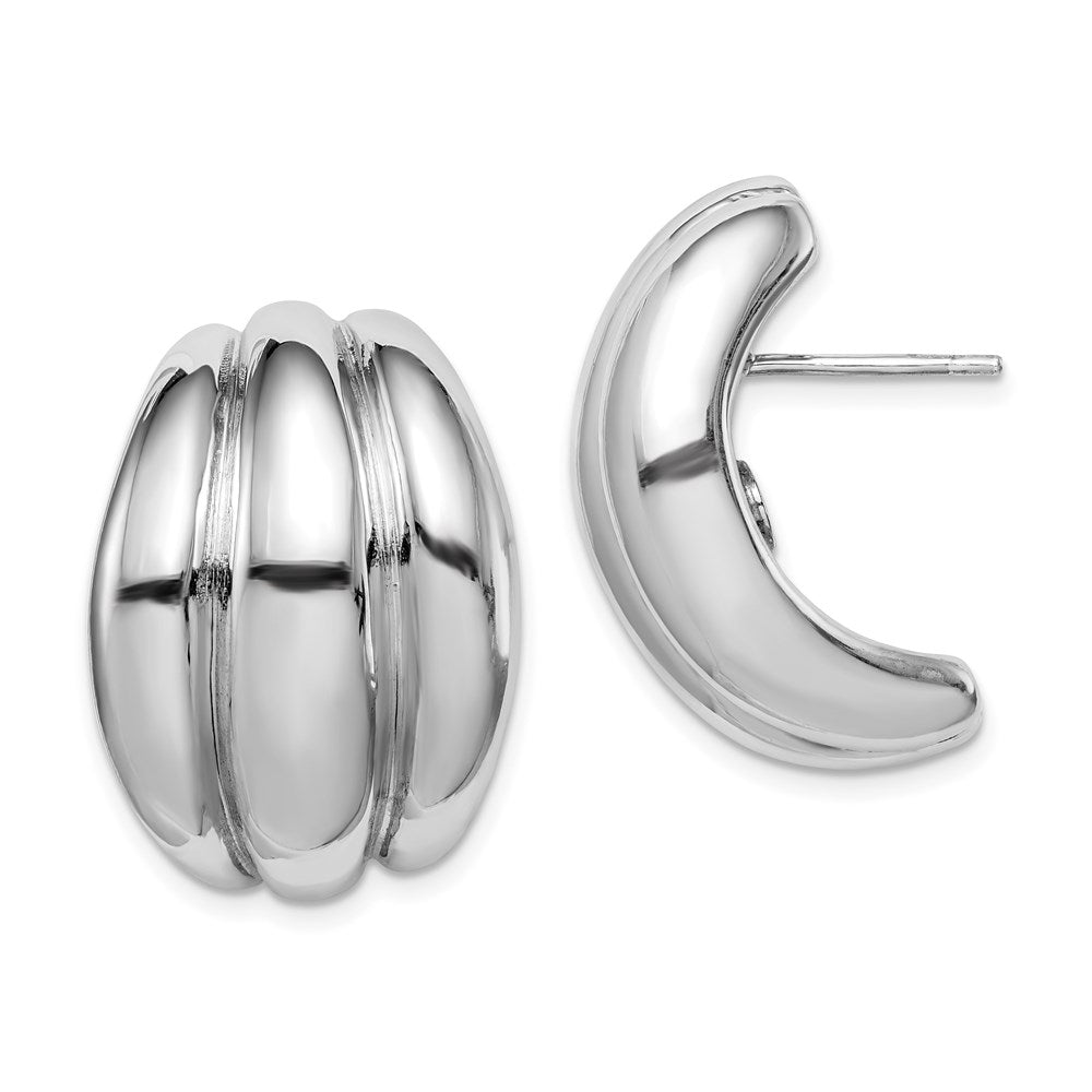 Sterling Silver Polished Rhodium Plated Hollow Earrings