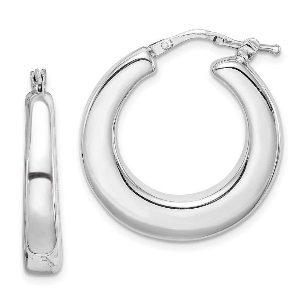 Sterling Silver Polished Tapered Hollow Round Hoop Earrings