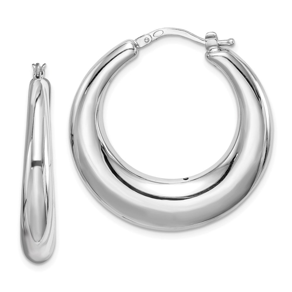 925 Sterling Silver Polished Tapered Hollow Round Hoop Earrings