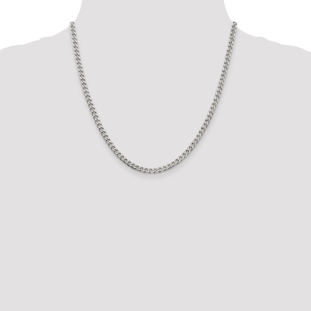 Sterling Silver Polished 3.5mm Curb Chain Necklace
