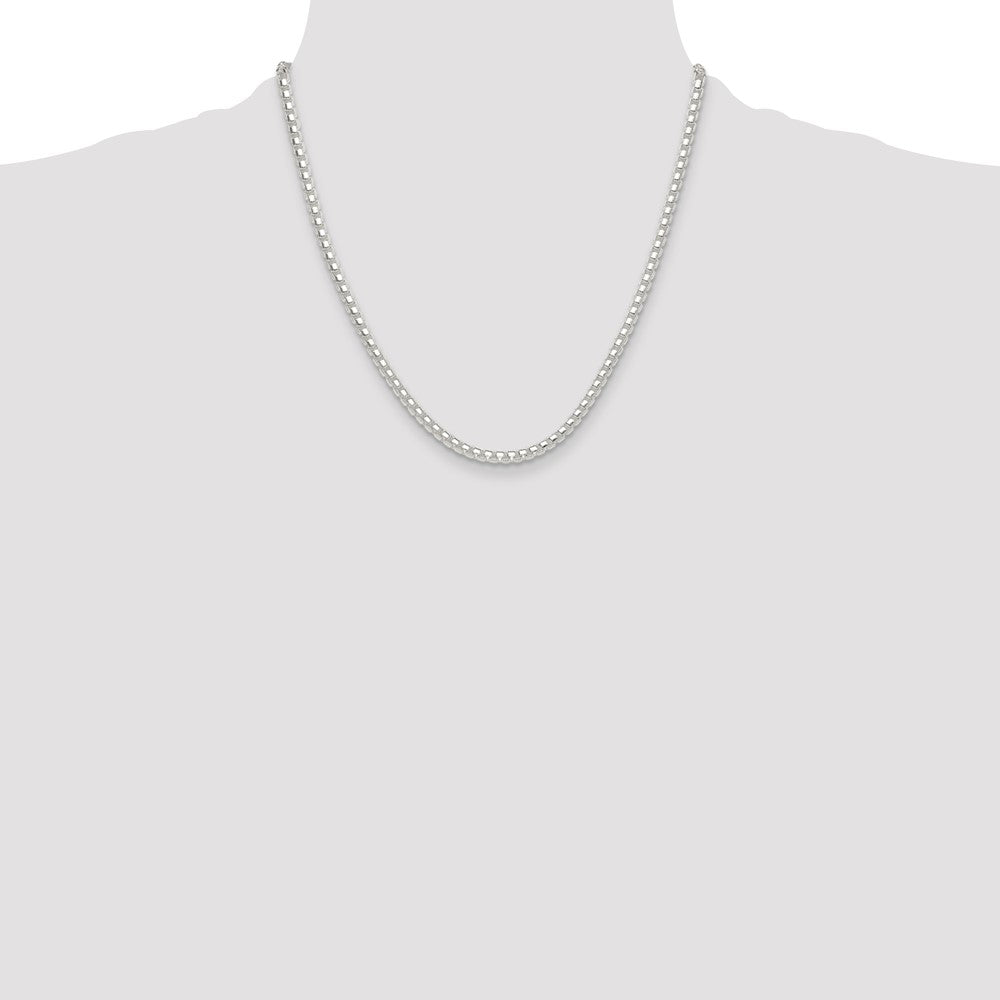 Sterling Silver Polished 4mm Round Box Chain Necklace