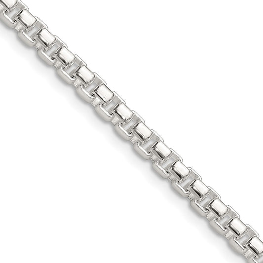 Sterling Silver Polished 4mm Round Box Chain Necklace