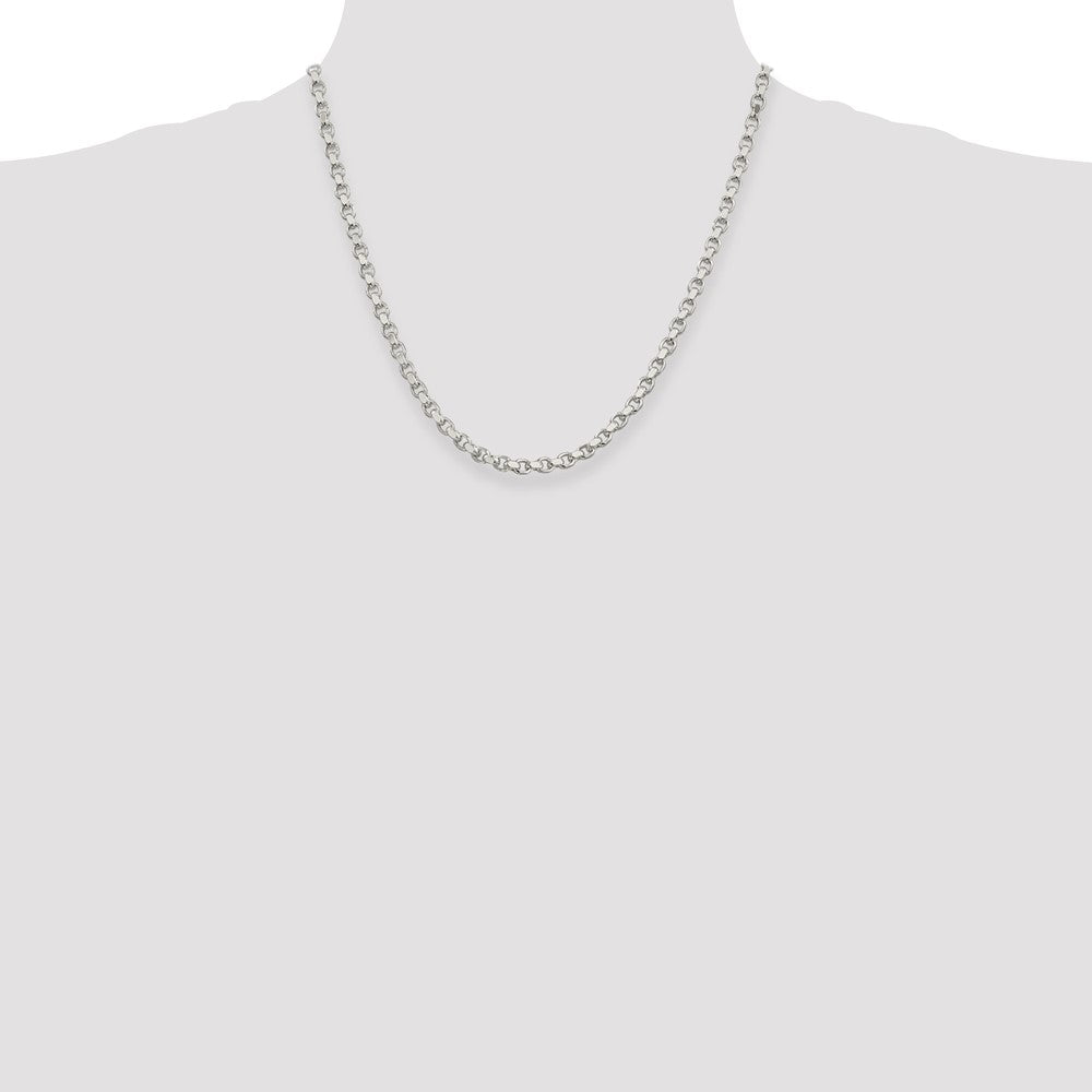 Sterling Silver 4mm Diamond-cut Rolo Chain Necklace