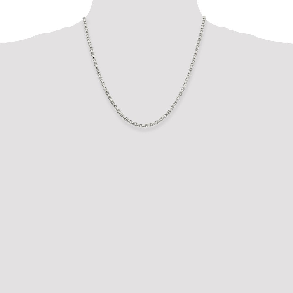 Sterling Silver 3.5mm Diamond-cut Rolo Chain Necklace