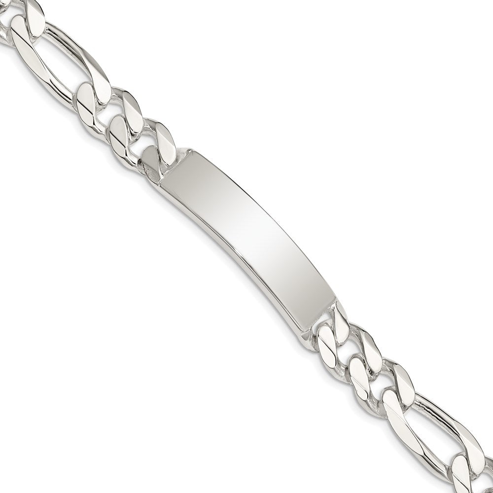 925 Sterling Silver 10mm Figaro Link ID Bracelet 8 inch