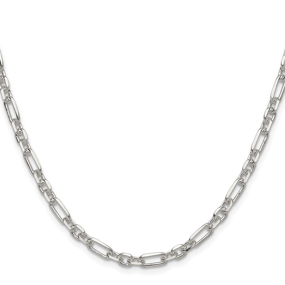 Sterling Silver D/C 4.5mm 3 Short Plus 1 Long Cable Link Chain Necklace