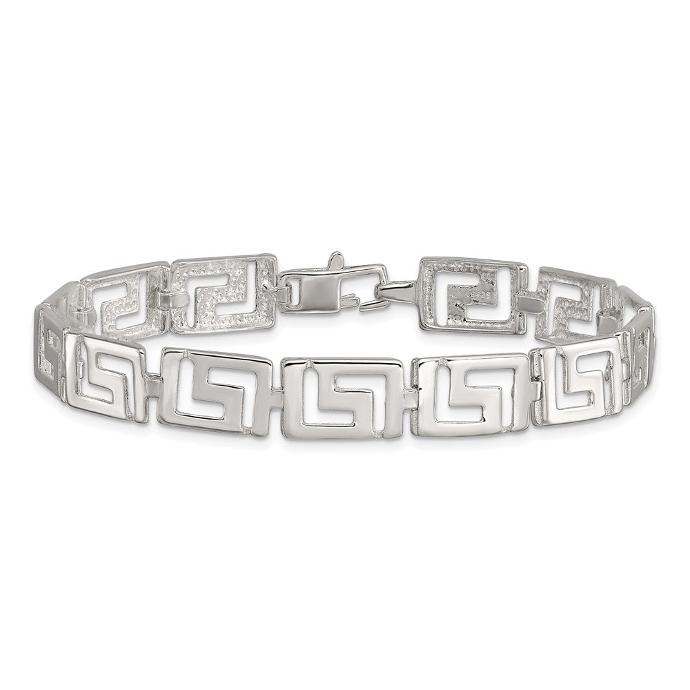 925 Sterling Silver 10mm Greek Key Bracelet 7.5 inch