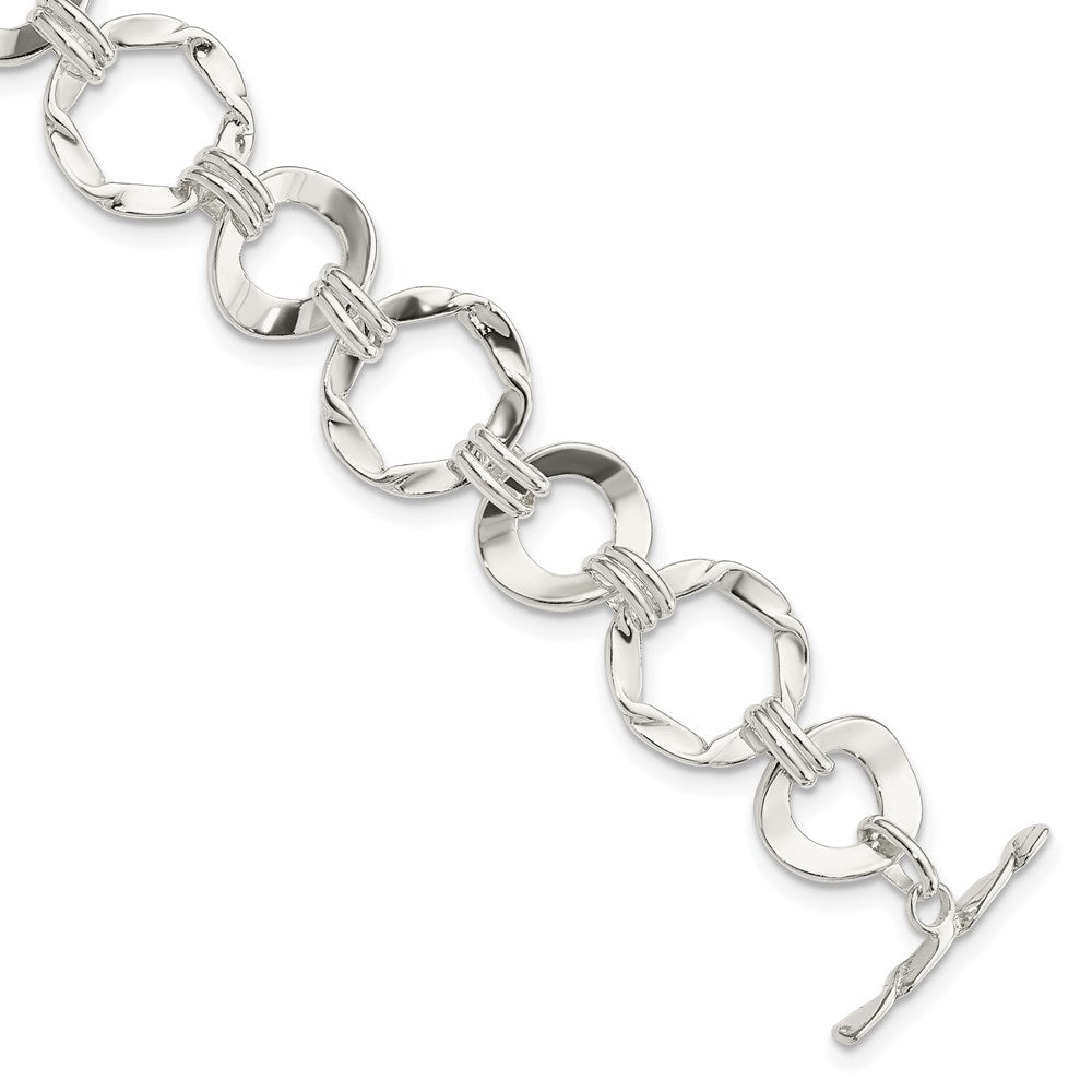 925 Sterling Silver Fancy Circle Link Bracelet 7.5 inch